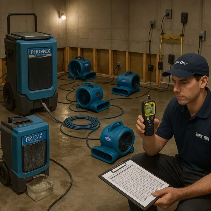 Structural Drying and Dehumidification process in Escobares, TX